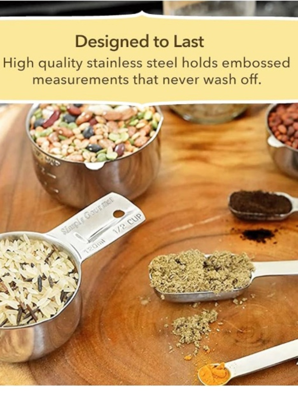 Simply gourmet Stainless Steel Measuring Cups and Spoons Set - Silver - Picture 2 of 8